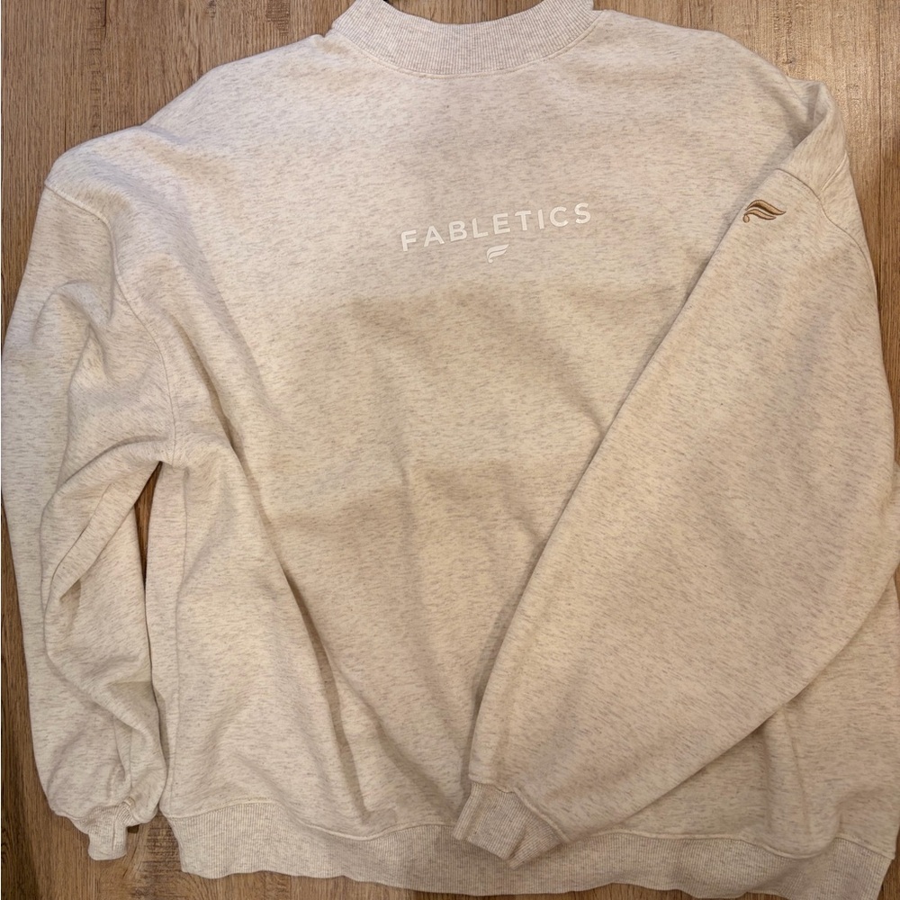 Fabletics Women's Heather Cream Logo Crewneck Sweatshirt